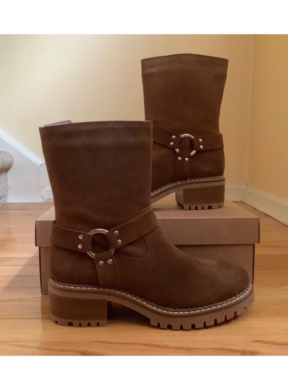 BERTUCHI SUEDE BUCKLE MOTO BOOTIE BROWN SZ EU 40/9.5